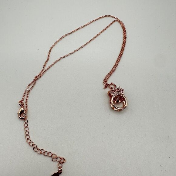 NIB Rose Gold tone "crown" and floating cz diamond pendant, necklace! - Picture 9 of 13